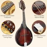 Mandolin Musical Instrument A Style, Acoustic Mandolins Instrument Kit 8 String with Tuner Strap Gig Bag Chord Chart for Professional Beginners Adults Teens Youth(A Style Acoustic Brown, 8 String)