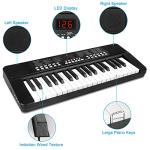 M SANMERSEN Piano Keyboard for Beginners, 37 Keys Built-in 1200mA Rechargeable Battery Electronic Piano Keyboards Portable Music Pianos Keyboard with Mic LED Screen Teaching Gift for Beginner, Black