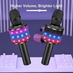 BONAOK Karaoke Microphone for Kids & Adults - Bluetooth Microphones Singing Mic with Disco Lights, Echo Effect, Built-in Speaker Portable Karaoke Player for Party Travel Gifts Q78(Black)