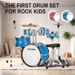 AODSK Drum Sets 5-Piece for Beginners, 14 inch Full Size Complete Drum Kit with Adjustable Throne, Cymbal, Hi-Hat, Pedal & Drumstick