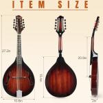Mandolin Musical Instrument A Style, Acoustic Mandolins Instrument Kit 8 String with Tuner Strap Gig Bag Chord Chart for Professional Beginners Adults Teens Youth(A Style Acoustic Brown, 8 String)