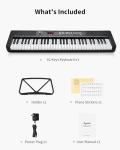 POGOLAB 61 Keys Compact Keyboard Piano, Multi-Function Electronic Piano with 255 Sounds, 255 Rhythms, 24 Demos, Includes Sheet Music Stand, Note Stickers & Power Supply, Gift for Beginners, Black