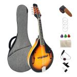 YoungMonic Mandolin Musical Instrument A Style Acoustic Mandolin Instrument Kit 8 String for Beginners Adults with Carrying Case Extra Strings Picks Cleaning Cloth