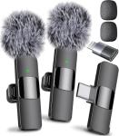 Mini Mic Pro (Latest Model) - Wireless Mini Microphone for iPhone, iPad, Android - 2 Pack Lavalier Microphone for Video Recording - iPhone Mic Crystal Clear Recording with USB-C for Content Creators