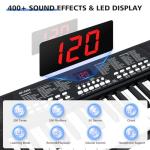 37 Keys Piano Keyboard for Beginners -1200mAh Rechargeable Electronic Musical Instrument with Mic LED Screen 200 Tones 200 Rhythms 50 Demos, Birthday Gift for Kids