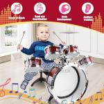 Kids Drum Set for Toddlers 1-3 3-5 - Musical Instruments Toys Drum Kit 9 Pcs with Stool, Birthday Musical Toys for Toddlers 3 4 5 Year Old Boys Girls