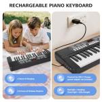 37 Keys Piano Keyboard for Beginners -1200mAh Rechargeable Electronic Musical Instrument with Mic LED Screen 200 Tones 200 Rhythms 50 Demos, Birthday Gift for Kids