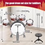 Kids Drum Set for Toddlers 1-3 3-5 - Musical Instruments Toys Drum Kit 9 Pcs with Stool, Birthday Musical Toys for Toddlers 3 4 5 Year Old Boys Girls