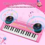 Upgraded Kids Piano Keyboard – 37 Keys Toddler Keyboard with Microphone Learning Instrument Musical Toys for 3 4 5 6 Boys Girls Birthday Gift, Pink
