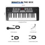 37 Keys Piano Keyboard for Beginners -1200mAh Rechargeable Electronic Musical Instrument with Mic LED Screen 200 Tones 200 Rhythms 50 Demos, Birthday Gift for Kids