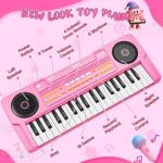 Upgraded Kids Piano Keyboard – 37 Keys Toddler Keyboard with Microphone Learning Instrument Musical Toys for 3 4 5 6 Boys Girls Birthday Gift, Pink