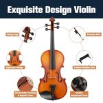 Mendini By Cecilio 3/4 Violin Set For Beginners - Fiddle Solidwood Kit with Hard Case - Acoustic Violin with Bow, Rosin, Tuner, Extra Strings & Bridge, Shoulder Rest and Lesson Book (Satin Antique)