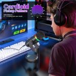 ZealSound Podcast Microphone for PC, USB Noise Cancelling Mic with RGB Lighting, Mute & Gain Control, Zero-Latency Monitoring for Mac, iPhone, iPad, Computer, Streaming, Recording, Podcasting K66 Pro