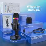 ZealSound Podcast Microphone for PC, USB Noise Cancelling Mic with RGB Lighting, Mute & Gain Control, Zero-Latency Monitoring for Mac, iPhone, iPad, Computer, Streaming, Recording, Podcasting K66 Pro