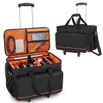 Trunab Rolling DJ Cable File Bag with Hard Padded Bottom,Detachable Dividers and Dolly,Travel Gig Bag for Professional DJ Gear, Musical Instrument and Accessories