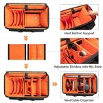 Trunab Rolling DJ Cable File Bag with Hard Padded Bottom,Detachable Dividers and Dolly,Travel Gig Bag for Professional DJ Gear, Musical Instrument and Accessories