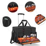Trunab Rolling DJ Cable File Bag with Hard Padded Bottom,Detachable Dividers and Dolly,Travel Gig Bag for Professional DJ Gear, Musical Instrument and Accessories