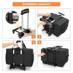 Trunab Rolling DJ Cable File Bag with Hard Padded Bottom,Detachable Dividers and Dolly,Travel Gig Bag for Professional DJ Gear, Musical Instrument and Accessories