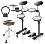 HAMPBACK MK-0 Electric Drum Set with 7'' Quiet Mesh Drum Pads, 8'' Full Rubber Cymbals, 12 Kits and 68 Authentic Sounds, USB MIDI, Throne, Sticks, Headphone, 2 Switch Pedals for Beginners & Kids