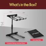 Pyle Portable Folding Laptop Stand - Standing Table with Adjustable Angle, Foldable Height and Four Prong Anti-Slip Tray for iPad, Tablet, DJ Mixer, Workstation, Gaming and Home Use - PLPTS55