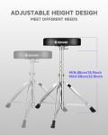 Donner Drum Stool for Adults, Padded Seat Height Adjustable Drum Throne Set, 5A Drumsticks Included, Multiple Iterations, Drummer Gifts for Men Teens