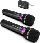 Wireless Microphone, Rechargeable Wireless Microphones with One-to-One Chip Connection and LED Lights, 40H Duration, 200FT Range Receiving, Less Latency Karaoke Microphone for Singing, Speech, Party