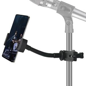 JCWINY Mic Stand Phone Holder, Flexible Phone Holder for Microphone Stand, Adjustable iPhone Mic Stand Holders, Music Stands Phone Holders for iPhone 14 13 12 MAX Pro Samsung Galaxy All Smartphones