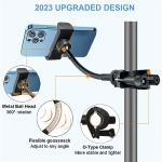 JCWINY Mic Stand Phone Holder, Flexible Phone Holder for Microphone Stand, Adjustable iPhone Mic Stand Holders, Music Stands Phone Holders for iPhone 14 13 12 MAX Pro Samsung Galaxy All Smartphones