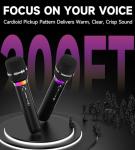 Wireless Microphone, Rechargeable Wireless Microphones with One-to-One Chip Connection and LED Lights, 40H Duration, 200FT Range Receiving, Less Latency Karaoke Microphone for Singing, Speech, Party