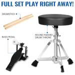 MOSEN Drum Set 3-Piece Beginner Drum Set Junior Drum Kit with Adjustable Throne, Cymbal, Pedal & Drumsticks Drums with Bass Tom Snare Drum - Blue