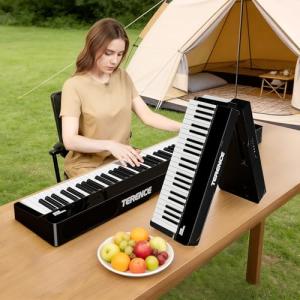 V70 Piano Keyboard 88 Keys Weight Keyboard: TERENCE Keyboard Piano Foldable 88-Key Weight Keyboard Full Size Digital Piano with Headphones 4 Speakers Bluetooth Built-in Battery