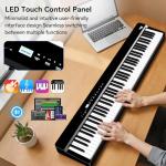 V70 Piano Keyboard 88 Keys Weight Keyboard: TERENCE Keyboard Piano Foldable 88-Key Weight Keyboard Full Size Digital Piano with Headphones 4 Speakers Bluetooth Built-in Battery