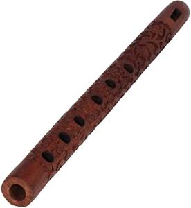Mouth Woodwind Flute Wooden Traditional Hand Carved, Great Sound Indian Musical Instrument Brown Color 13 Inch