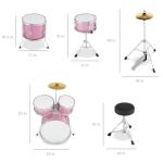 Best Choice Products Kids 5-Piece Beginner Drum Set Junior Kit, Starter Percussion w/Cymbals, Pedal, Toms, Snare, Drumsticks, Stool - Pink Sparkle