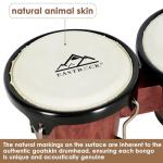 EASTROCK Bongo Drum 6″ and 7″ Set for Beginners Students Adults Professionals, Natural Animal Skin Heads, Solid Wood Shell, Tunable Drum Percussion Instruments Bongos with Bag and Tuning Wrench-Red