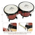 EASTROCK Bongo Drum 6″ and 7″ Set for Beginners Students Adults Professionals, Natural Animal Skin Heads, Solid Wood Shell, Tunable Drum Percussion Instruments Bongos with Bag and Tuning Wrench-Red