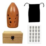 YCXYQ F Key - Xun Performance Level Chinese Flute 10 Hole Ceramics Xun Professional Musical instrument Smoked Craft Firing Comes with Flannel Bag Fingering chart Storage Box