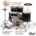 Pearl Roadshow Drum Set 5-Piece Complete Kit with Cymbals and Stands, Jet Black (RS525SC/C31)
