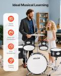 VEVOR Kids Drum Set, 5-Piece 14 in Junior Drum Sets, Beginner Drums Set with Adjustable Throne, Cymbal & Two Pairs of Drumsticks, Musical Learning Drums Instruments Kit, for Children Ages 6-13(Black)