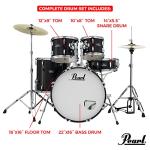 Pearl Roadshow Drum Set 5-Piece Complete Kit with Cymbals and Stands, Jet Black (RS525SC/C31)