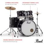 Pearl Roadshow Drum Set 5-Piece Complete Kit with Cymbals and Stands, Jet Black (RS525SC/C31)