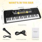 Kids Piano Keyboard with Microphone, 49 Keys Portable Electronic Piano Keyboard for Kids Beginners Ages 3 4 5 6 7, Toy Music Keyboard Birthday Xmas Gift for Girls Boys, Black