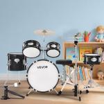 VEVOR Kids Drum Set, 5-Piece 14 in Junior Drum Sets, Beginner Drums Set with Adjustable Throne, Cymbal & Two Pairs of Drumsticks, Musical Learning Drums Instruments Kit, for Children Ages 6-13(Black)