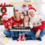 Kids Piano Keyboard with Microphone, 49 Keys Portable Electronic Piano Keyboard for Kids Beginners Ages 3 4 5 6 7, Toy Music Keyboard Birthday Xmas Gift for Girls Boys, Black