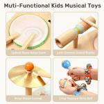 WINGYZ 11-in-1 Kids Drum Set – Montessori Baby Musical Toys & Wooden Musical Instruments for Toddlers 1-3, Music Table with Bongo Drums, Cymbals, Maracas & Wrist Bells for Early Rhythm Play