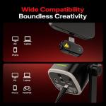 MAONO PD100W Wireless/USB Microphone, PC Gaming Mic with One-Click Noise Reduction,Mute Button,Custom RGB, 3.5mm Headphone Jack, Desktop Dynamic Streaming Mic for Recording,Podcasting, Black