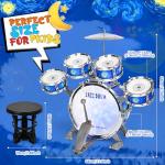 Kids Drum Set for Toddlers Ages 2-5 - Musical Toy with Stool, Perfect Birthday Xmas Gift for Boys & Girls