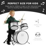 Best Choice Products 3-Piece Beginner Drum Set for Kids Juniors, w/Throne Stool, Cymbal, Drum Sticks, Bass Drum Pedal, 2 Toms - Silver Sparkle