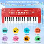 Kids Toddler Toy Piano Keyboard, 37 Key Pianos for Kid Music Toys Instruments with Microphone Dual Speaker Ideal for 3 4 5 6 7 8 Year Old Girl Boy Birthday/Christmas Day Gift (Red)