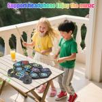 2025 Upgrade Electronic Drum Set 9-Pad Roll-Up – Portable Silicone Drum Kit with 2 Pedals, Built-in Speakers, MIDI & Headphone Jack – Ideal for Practice & Travel (Stripe pattern)